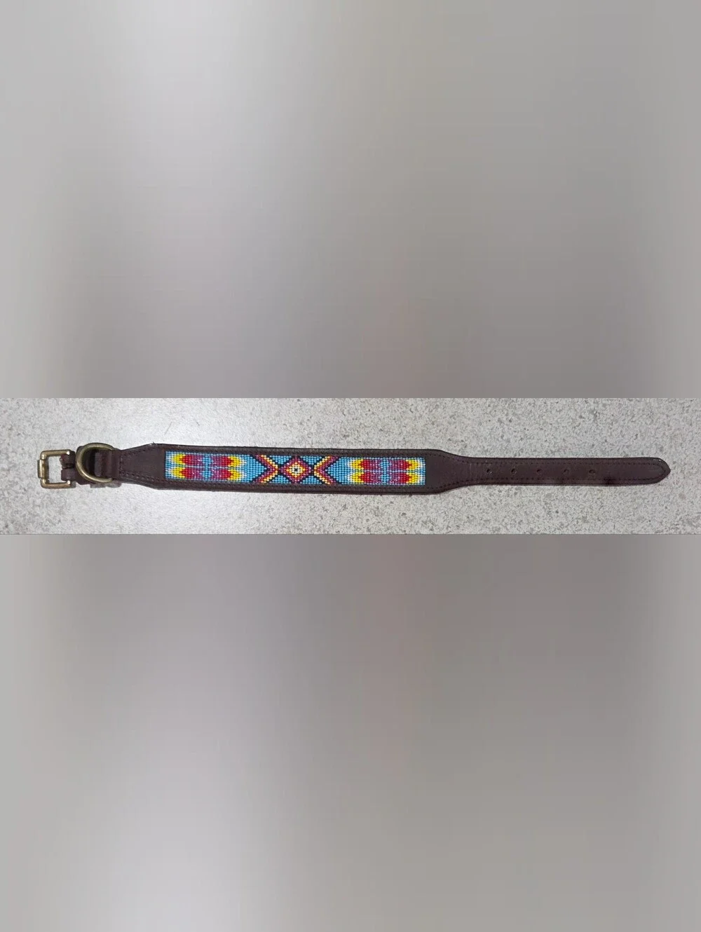 Leather Dog Collar with Multicolor Pattern